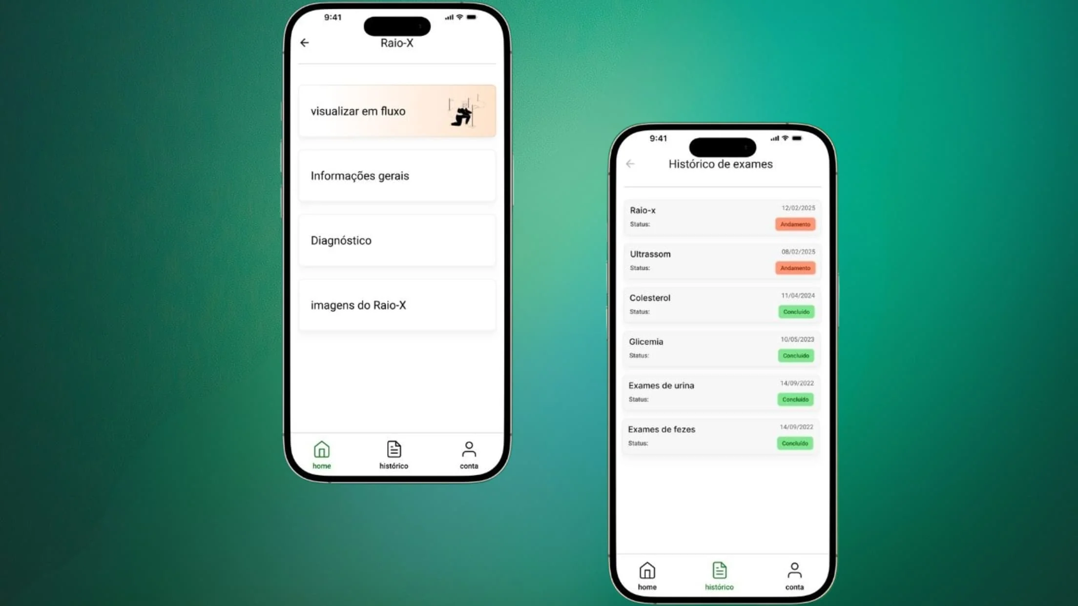 Mockup final do aplicativo ExameSUS