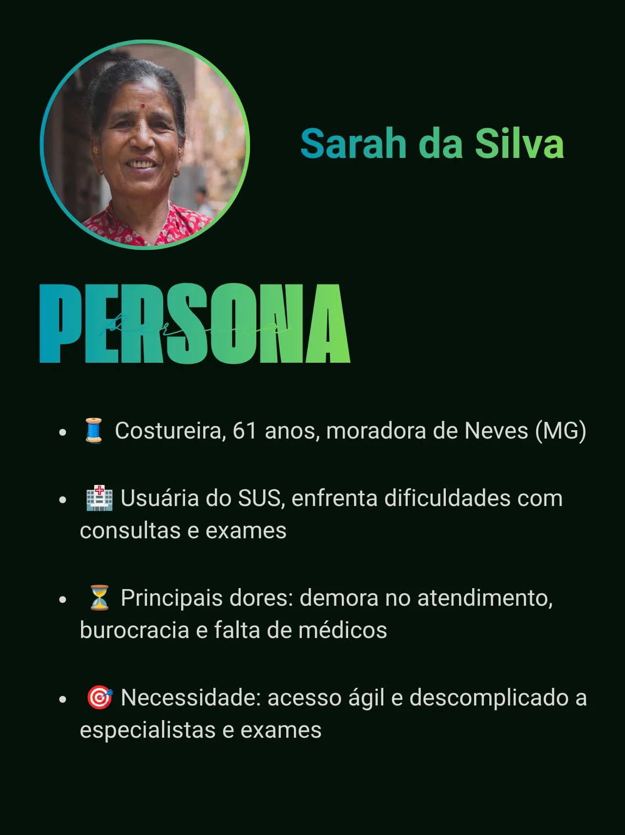 Persona desenvolvida para o projeto ExameSUS